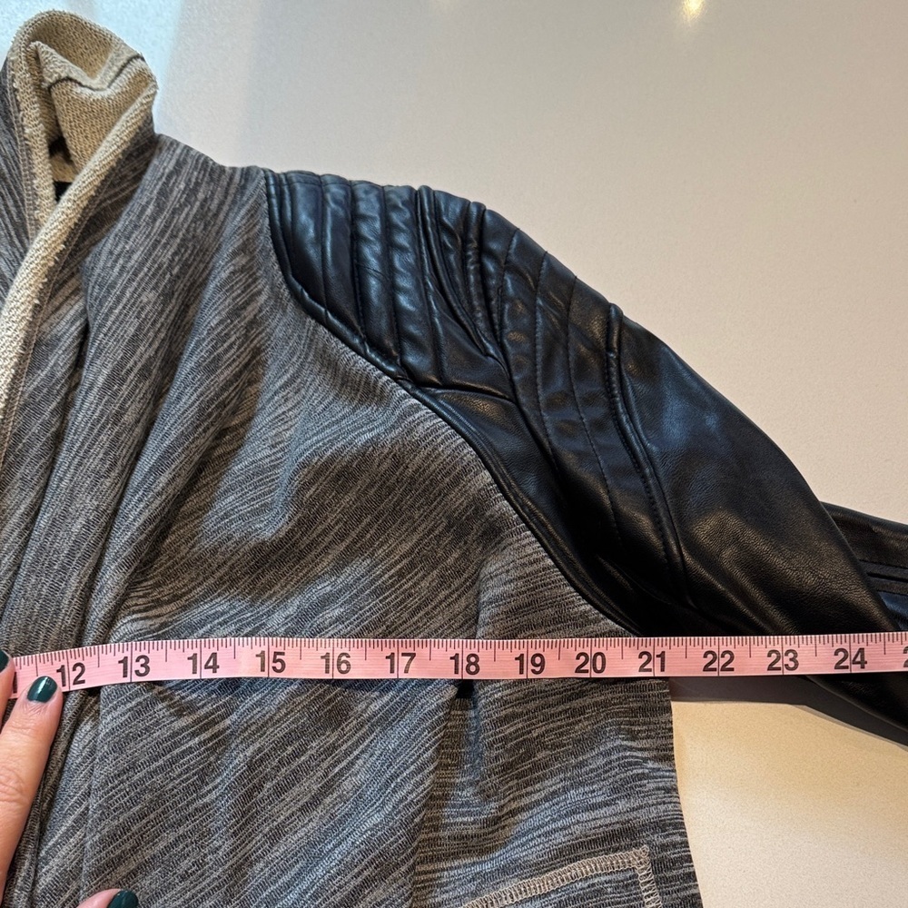 Blank NYC Faux Leather Moto Drape French Terry Wrap Jacket, Size M, FLAWED - Picture 11 of 14